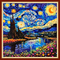 Funchey Stamped Cross Stitch Kits, DIY Cross Stitch Pattern for Adults Beginners Needlepoint Kits Embroidery Kit Arts and Crafts 11CT&Van Gogh Starry Sky Flower 18x18 inchs - color: HandicraftColor03
