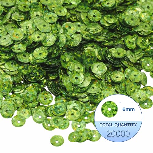 Mandala Crafts 6mm Cup Holographic Light Green Sewing Embroidery Sequins - color: Holographic Light Green, size: 6mm Cup Sequins