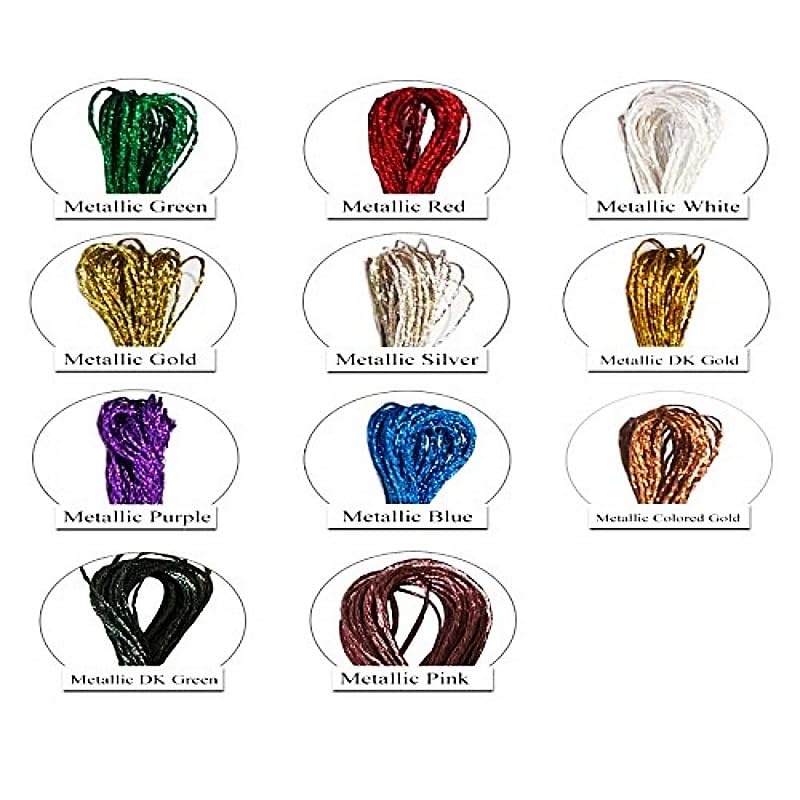 11 Pcs Metallic Embroidery Thread,11 Color Embroidery Floss for DIY - color: Multicolor