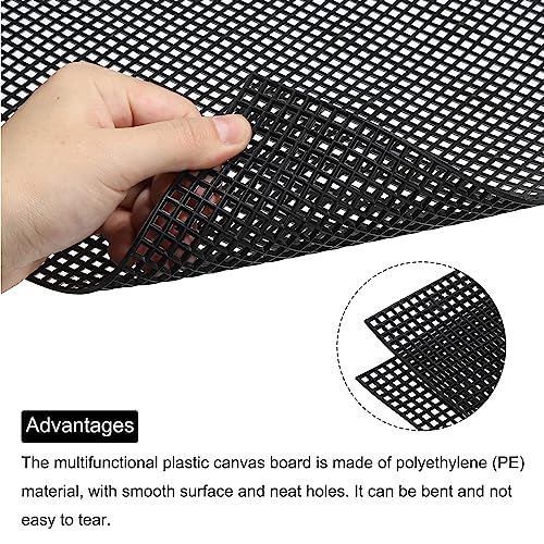 MECCANIXITY Plastic Mesh Canvas Sheet 60x42cm/23.6x16.5inch Black Blank Canvas Rectangle 4mm Hole for Embroidery Needlepoint, Knit Crochet Mesh, Pack of 2 - color: Black, size: 23.6x16.5inch