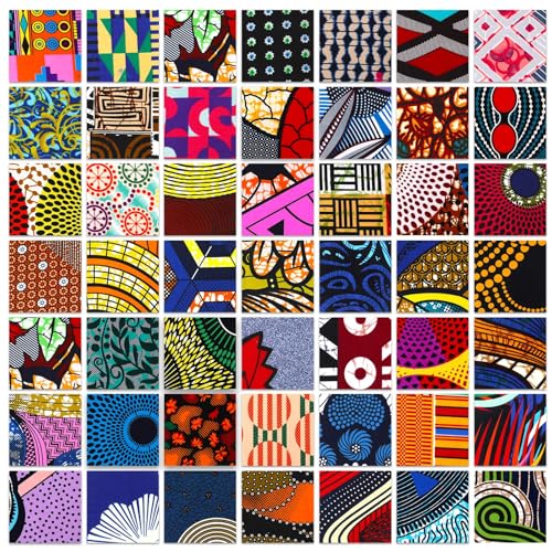 Tatuo 150 Pcs 4 × 4 Inch African Cotton Fabric Squares No Repeat - style: African