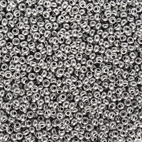 John Bead 24g Vial Czech Glass Seed Beads 10/0 Platinum Silver Beads for Jewelry Making Crafts - color: Platinum Silver