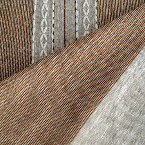 Gernaice Farmhouse Striped Tassle Small Tablecloth Heavy Duty Linen Fabric Wrinkle Free Tablecloths Square Embroidery Table Cloth for Kitchen Dining Party Patio Christmas Square Brown 36x36 Inches - color: Brown Striped-b