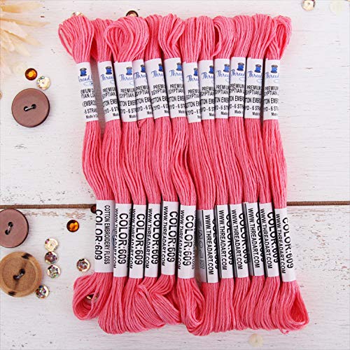 12 Skeins ThreadArt Cotton Embroidery Floss, Bright Pink - color: Bright Pink