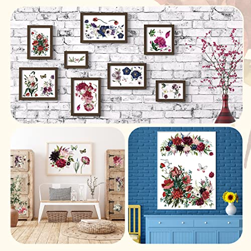 BBTO 12 Sheets Rub on Transfers for Crafts Wood Furniture DIY, 5.5" x 5.7" - style: Dark Floral
