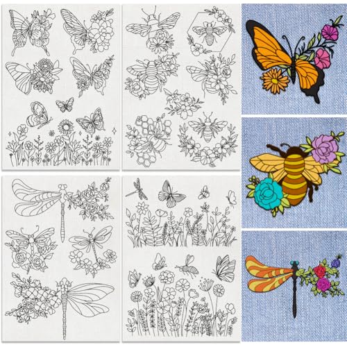 18Pcs Insects Flowers Water Soluble Hand Sewing Stabilizers - style: Insects