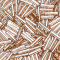 4200pcs Glass Bugle Beads, Mini Long Tube Seed Beads Bulk, Tiny Small Loose Spacer Embroidery Beaded for Bracelets Jewelry Making Sewing, Crafts, Christmas Ornaments, 2×6mm, Champagne Pink - color: Champagne