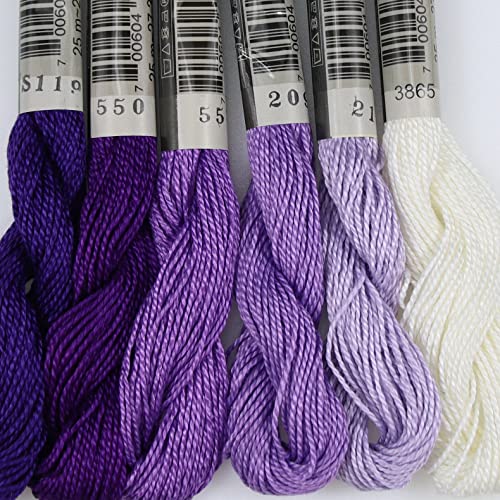 KCS 162 Yards(150 Meters) Mercerized Pearl Cotton Crochet Needlepoint Thread,Size 5,6 skeins,Mixed Color 10 - color: 6color10, size: 6 skeins