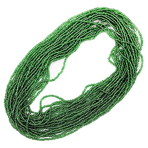 11/0 Glass Silver Lined Seed Beads Hanks (1 Hank 3 Meters, 3 Strings, Total 9 Meters, About 6000pcs, Dark Green Sliver Lined) - color: Dark Green-Sliver Lined