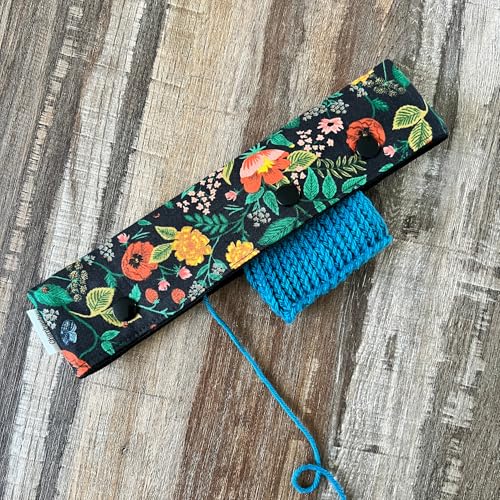 DPNs Needle Cozy, DPN Holder, Double Pointed Needle Case for Sock, Glove or Hat Knitting (BlackFloral)