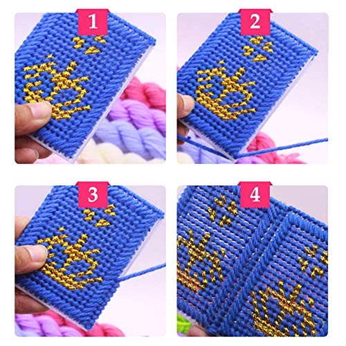 BUYGOO 39Pcs Mesh Plastic Canvas Sheets Kit Including 15 Pieces Clear Plastic Canvas, 12 Color Acrylic Yarn and Embroidery Tools for Embroidery Plastics Canvas Craft