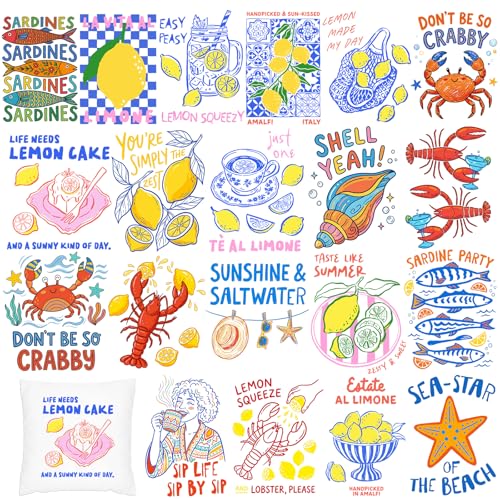 Lemon Sea Iron on Transfers Heat Transfer Viny 20pcs - color: Leopard-16