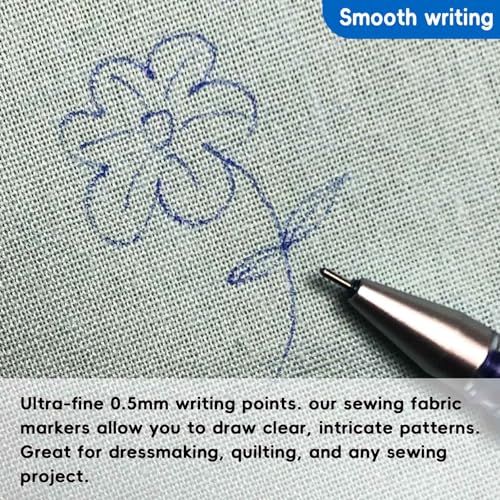 Jauisus 7 Color Heat Erasable Pens for Sewing with 21 Refills, 0.5mm Heat Erasable Fabric Marking Pens for Dressmaking, Embroidery, Quilting Gifts