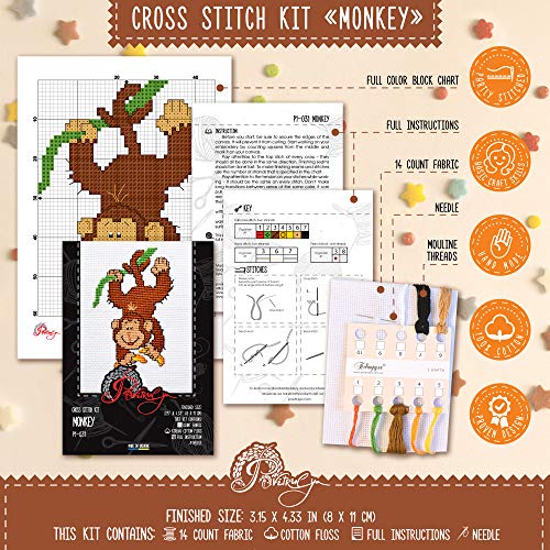 Povitrulya Cross Stitch Kit fors 'Monkey' - color: Monkey