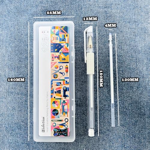 12 Pieces Heat Erasable Disappearing Ink Pens for Fabric for Sewing and Quilting DIY Dressmaking with 4 Pens + 8 Refills No Ghost Lines for Precise Tailors Marking