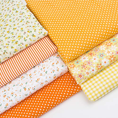 Cotton Fabric DIY Making Supplies Quilting Patchwork Fabric Fat Quarter Bundles DIY for Quilting Cotton Patchwork Cushions (Orange, 20" x 20") - color: 7pcs Orange, size: 20" x 20"