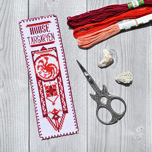 DIY Handmade Gift - Embroidery Bookmark with GoT Dragonstone Design Pattern - color: House Targaryen