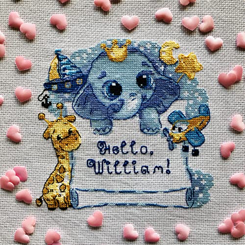 RIOLIS 1935 Hello, Little One! Boy Counted Cross Stitch Kit 6 x 6 in - style: Hello, Little One! (for a boy) 1935