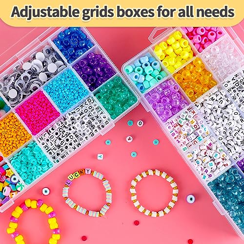 IOOLEEM Bead Organizer Box, 18 Grids Adjustable Dividers Storage Box - color: Clear, size: 18 Grids Adjustable (1 pack)