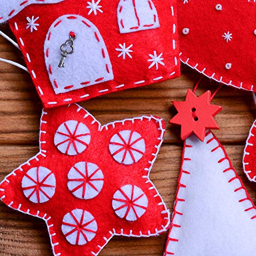 Caydo 12 Pieces A4 Christmas Felt Fabric Sheets, 5 Colors Felt Sheets Craft