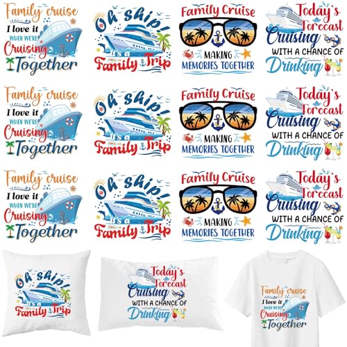 16 Sheets Cruise Iron on Transfers for T-Shirts - style: Family Cruise