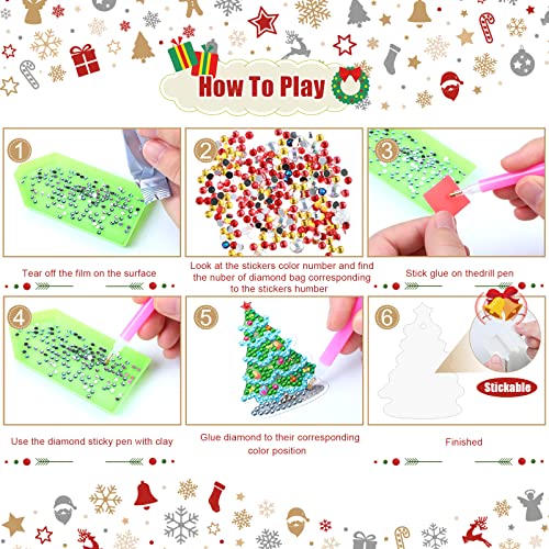 Hungdao 64 Pcs Diamond Art Christmas Ornaments DIY Diamond Painting Kits - style: Classic Red