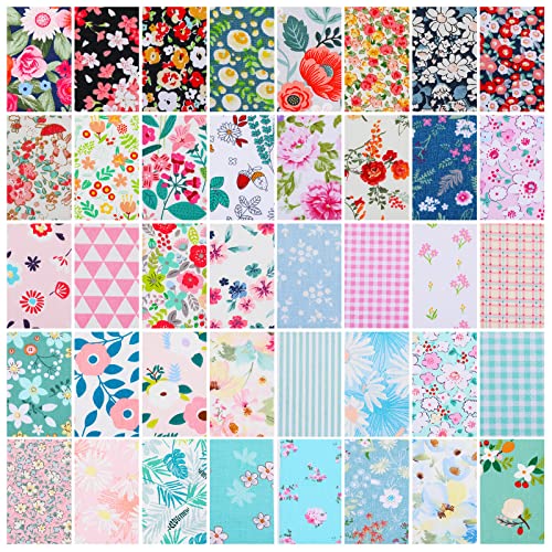 Tegeme 40 Pcs Floral Jelly Fabric Strips for Quilting 2.55" Patchwork Craft - color: Fresh Style