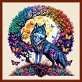 Dimensean Stamped Cross Stitch Kits Full Range of Embroidery Patterns Starter Kits for Beginners Adult DIY Cross Stitches Needlepoint Kits 11CT-Wolf Wreath 17.7x17.7 inch - color: Pattern Style 04