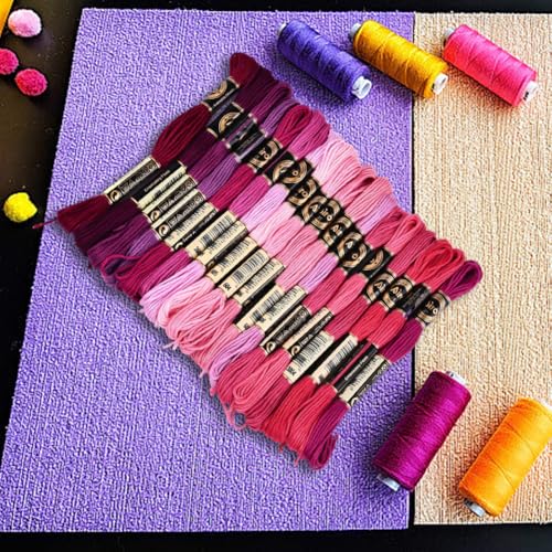 18 Skeins 6 Strands Pink Embroidery Thread Floss for Hand Sewing - color: Pink