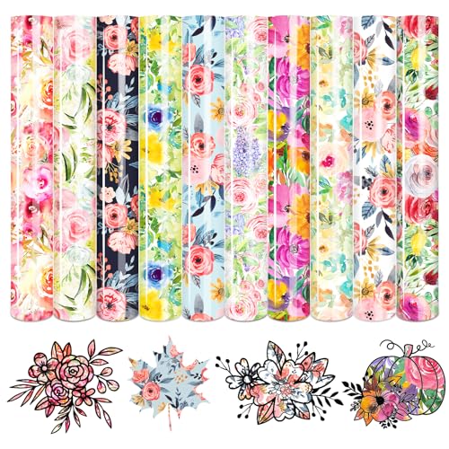 HTVSTD Floral HTV Heat Transfer Vinyl 10 Sheets 12×10in Iron on Vinyl - color: Flower