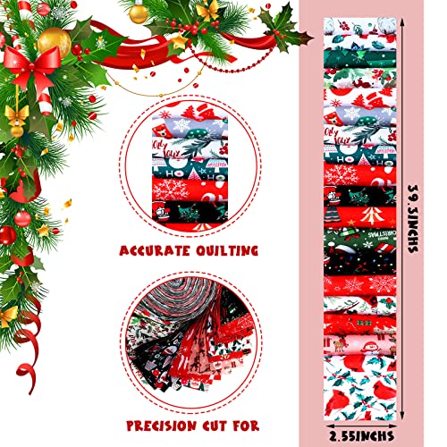 Tegeme 40 Pcs Christmas Jelly Fabric Strips for Quilting Winter Craft 2.55" - color: Vivid Style