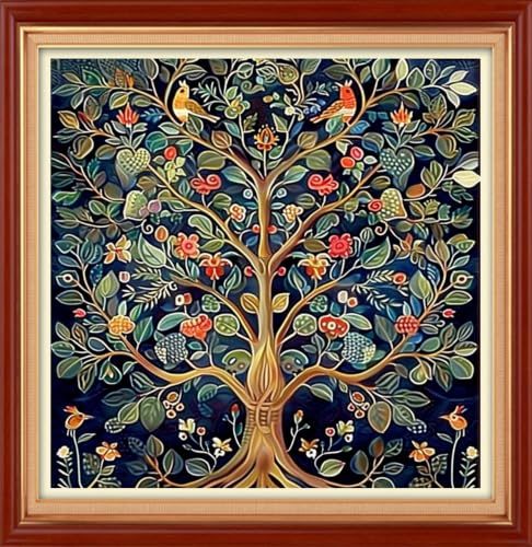 Findvoor Counted Cross Stitch Kits for Adults Full Range of Cross Stitching Embroidery Unprinted Pattern for Beginners, 11CT Needlepoint Cross-Stitch Patterns Embroidery Kits-Magic Tree 18×18 inch - color: ColourSet20