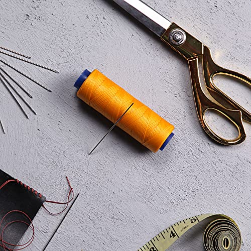 Waxed Thread, Strong Thread for Leather, Upholstery, Shoe, Bag, incl. Needle (Colour: Dark Yellow) - color: Dark Yellow