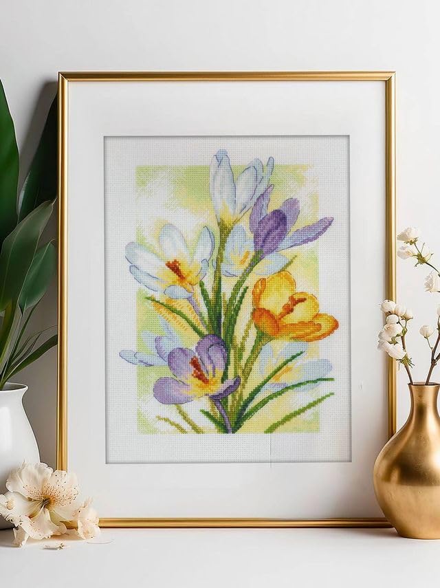 RIOLIS 2190 Spring Glow. Crocuses Counted Cross Stitch Kit 8.25 x 11.75 in - style: Spring Glow. Crocuses 2190