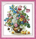 ITSTITCH Stamped Cross Stitch for Adults 11CT 25X25 inch DIY Embroidery Starter Kits Easy Patterns Embroidery for Hand Crafts DMC Printed Cross Stitch Kits Supplies Needlework -Flower and Peach - color: Stamped 23×24 inch