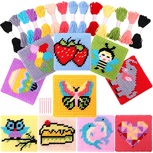 Pllieay 10-in-1 Cross Stitch Beginner Kit for Kids, Embroidery Kit