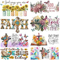 8‑Pack UV‑DTF Rub‑On Transfer Stickers, Waterproof 3D Bible‑Faith Floral Butterfly Cup Decals, Heat‑Free Crystal Transfers for Tumblers, Coffee Mugs, Laptops & Flat Furniture Decor. - style: Jesus-8PCS
