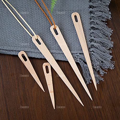 AUEAR, 5 Pack Wood Weaving Crochet Needle Wooden Hand Loom Stick Tapestry Sewing Making DIY Crafts Tools