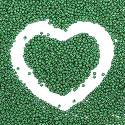 10150pcs 2mm Glass Seed Beads Bulk, 12/0 Mini Small Round Bead for Jewelry Making Tiny Craft Glass Seed Beads for Jewelry Making Bracelet Wrist Necklaces(Green) - color: Green