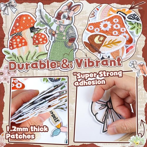 NICEVINYL Vintage Aesthetic Iron on Patches: 36PCS DIY Decorative Appliques - color: Mustard Yellow/Rust/Teal, size: Pack of Assorted, style: Retro