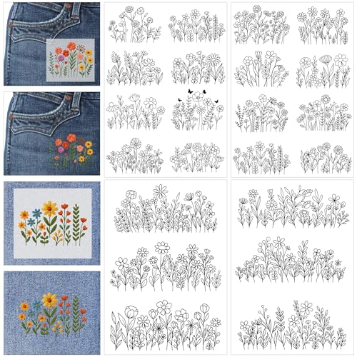 Water Soluble Embroidery Patterns, Stick and Stitch Paper for Sewing - style: Flower009