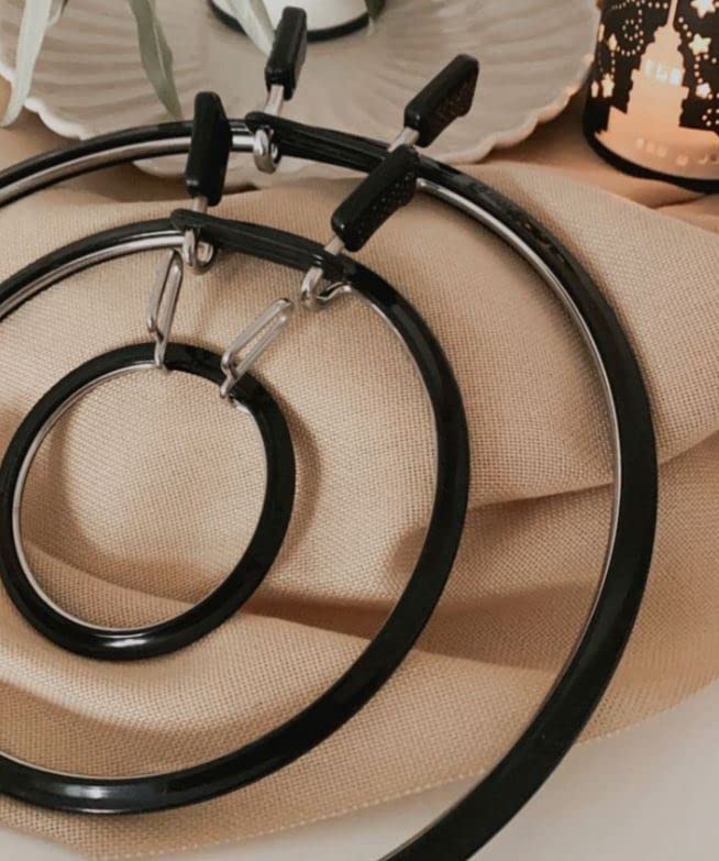 Nurge Premium Quality, Metal Spring Tension Embroidery Hoops, Cross Stich Hoop, Darning Hoops, Embroidery Tension Shed (Black, Siz Mix) - color: Black, size: Mix Sizes