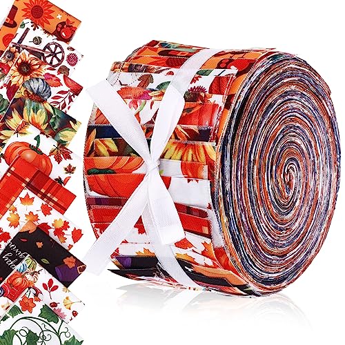 Hosuly 40 Pcs Fall Autumn Jelly Fabric for Quilting Strips Roll Leaves - color: Autumn