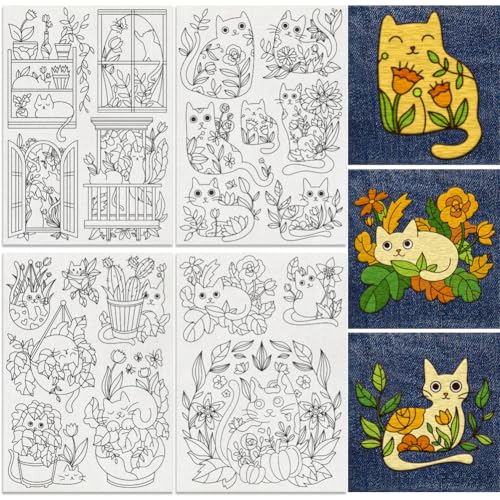 20Pcs Cartoon Kitten Cat Water Soluble Hand Sewing Stabilizers - style: Cat