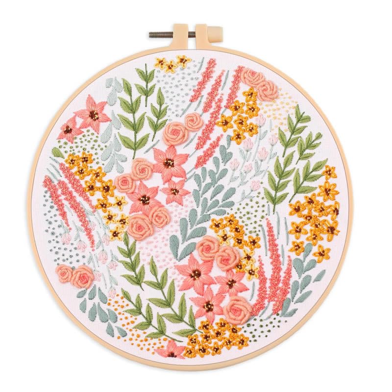 Amiiba Embroidery Starter Kit with Flower Group Pattern, DIY Full Range Stamped Embroidery Cross Stitch Kits for Beginners Adults (Flower Group) - color: Flower Group