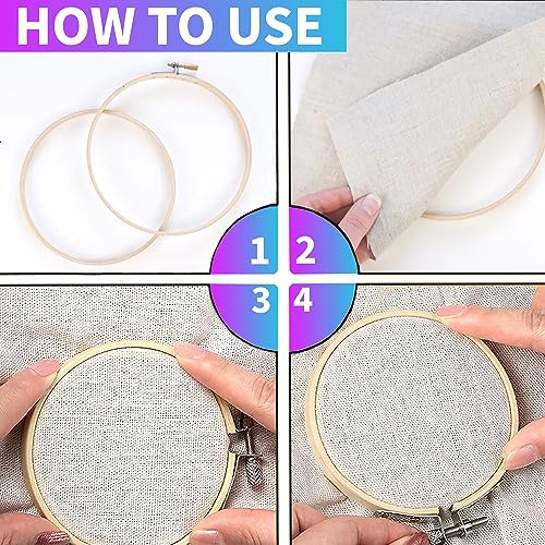 Embroidery Hoops 3 Pack Set: Premium Bamboo Wood Rings with Metal Tension Screw Brackets for DIY Cross Stitching, Sewing, Embroidered Craft Projects, Sizes 5, 7, 8, 9, & 10 in Diameter - style: 04 - 9 Inches