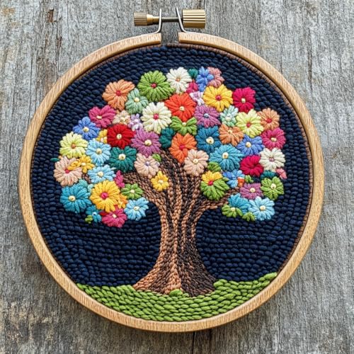 Punch Needle Kits for Beginners Life Colorful Tree 20x20cm-2 - color: 03-Tree