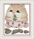 Abillyn Embroidery Cross Stitch Kits Hamster Eating Sunflower Seeds Stamped with Printed Pattern Starter Kit (Hamster) - color: Hamster