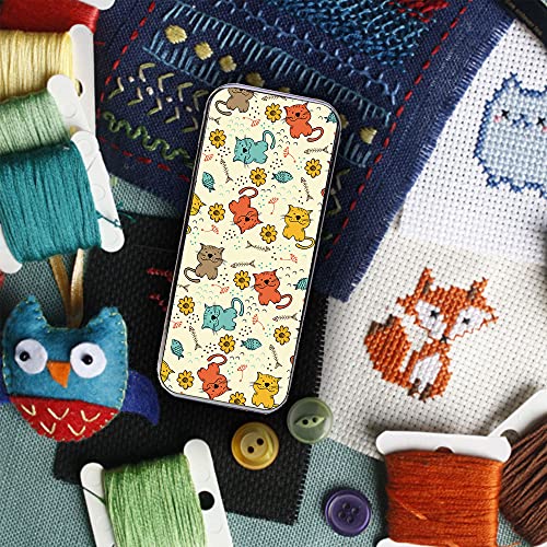 Magnetic Sewing Needle Case Cute Cats with Fishbones Cat Lover