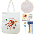 CREAWONDER Canvas Tote Bag Embroidery Kit with Pattern for Beginners, Arts and DIY Embroidery Crafts Kits for Adults, Include Instructions, Thimble, Embroidery Hoops, Color Threads and Tool - color: CR002 SantaClaus beige